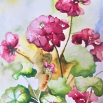 Geraniums-Watercolor-Marouflage-