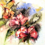 Le-Bouquet-24x24-Watercolor-collage-on-Canvas-Framed-375.00