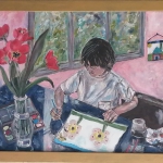 Mathieu-peignant-les-tulipes-Mathew-painting-tulips