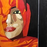 LADY WITH ORANGE VEIL Acrylic