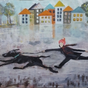 acrylic dogs animals figurative modern  portraiture  semi-abstract
