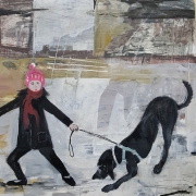 acrylic dogs animals figurative modern  portraiture  semi-abstract