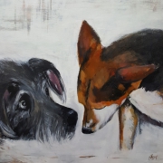 acrylic dogs animals figurative modern  portraiture  semi-abstract